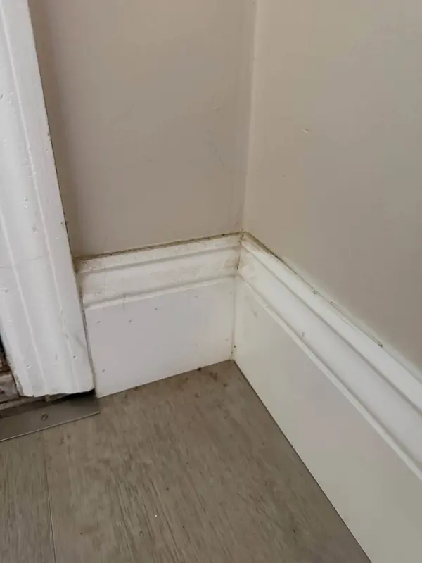 Baseboards before, with the dirt