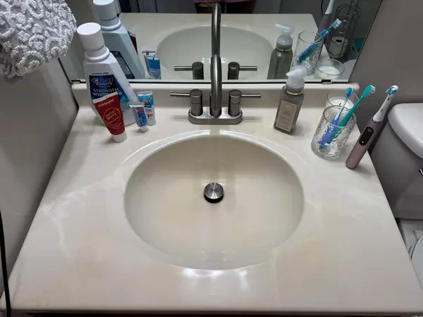 Bathroom sink after Josie cleaned it