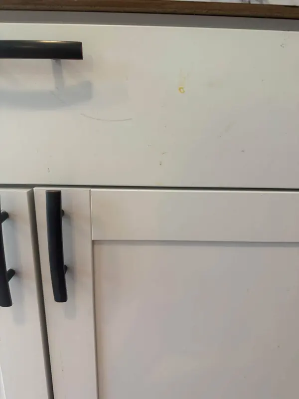 Cabinet doors before, with the dirt