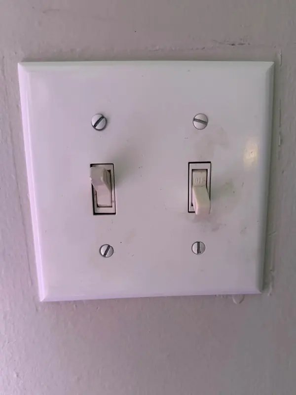 Light switch before, with the dirt