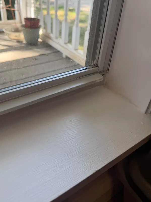 Window sill after Josie cleaned it